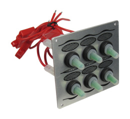 Панель бортового питания 6 переключателей, серебристая (10538)